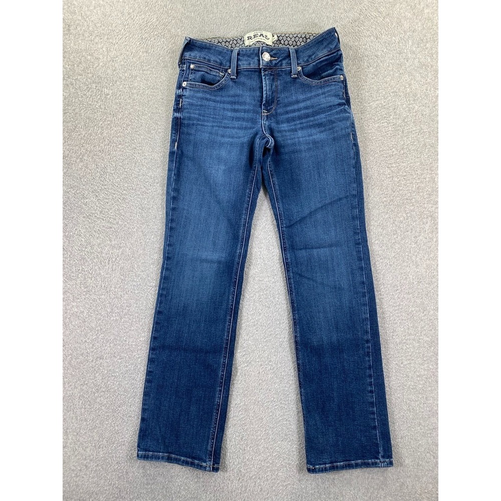 Ariat Real Jeans Mid Rise Straight Womens Size 28S Dark Wash Western Cowgirl